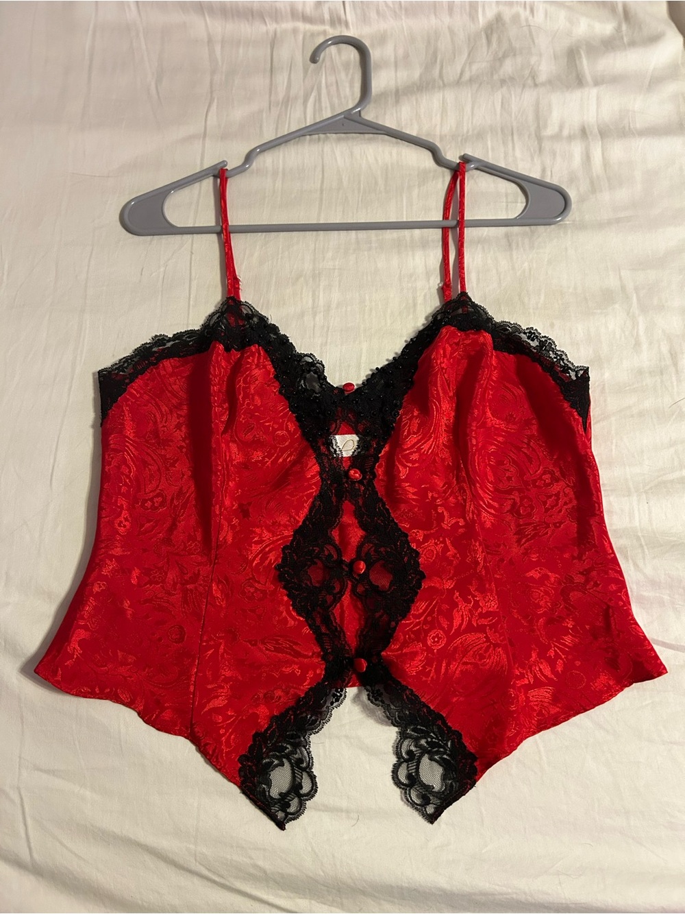 Red and Black Lace-Trim Camisole